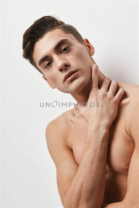 Sexy Brunette Guy Nude Torso Hand Near Face Royalty Free Stock Image Unlimphotos Royalty
