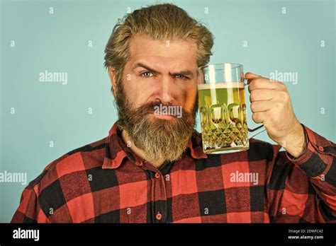 True Sensation Get Drunk Alcoholic Thirsty Man Drinking Beer In Pub