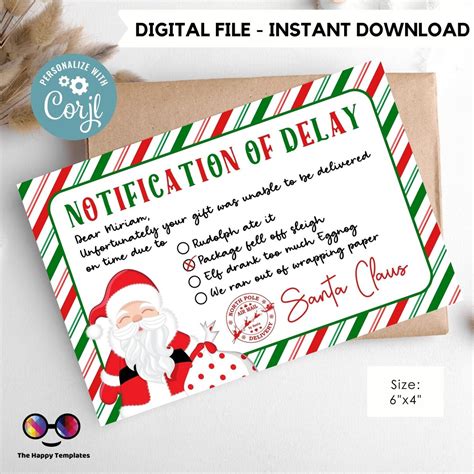 Editable Notification Of Delay Label Christmas Gift Delay Notification