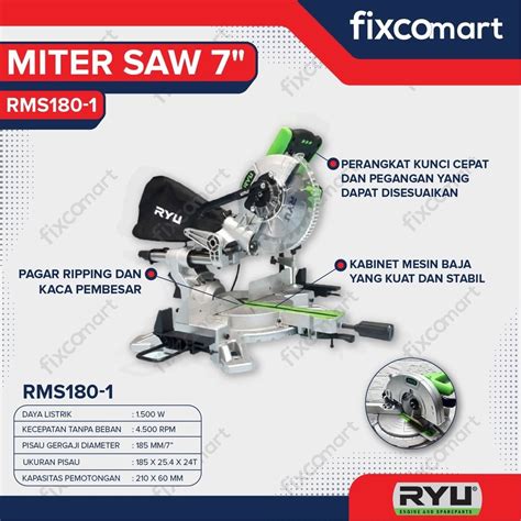 Jual Ryu Mitter Saw 7 Inch Rms 180 1 Sliding Potong Alumunium Besi