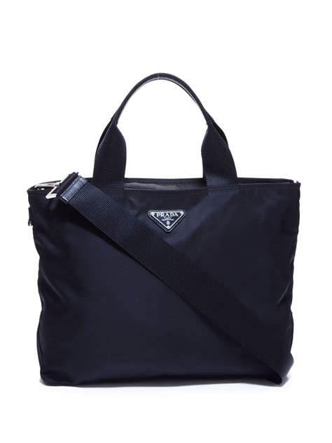 Prada Pre Owned Triangle Logo Two Way Tote Bag Farfetch