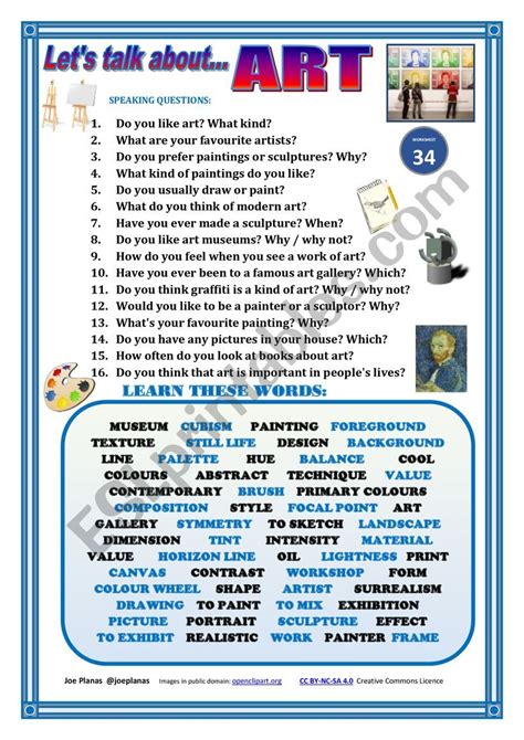 Let´s Talk About Art Speaking Series 34 New Version Esl Worksheet