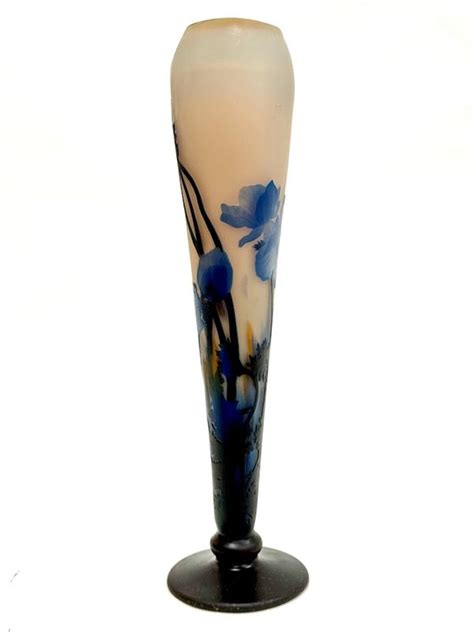 Muller Frères Lunéville Grand Vase Anémones Bleues Antiquités Art