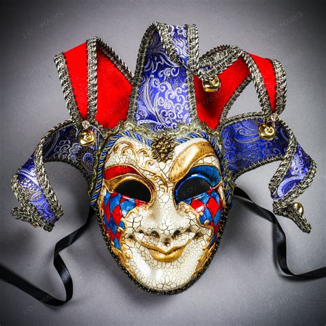 Full Face Venetian Jester Joker Masquerade Cosplay Mardi Gras Prom