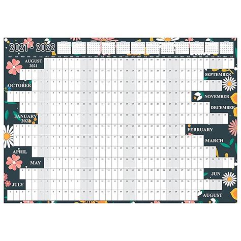 Buy 2021 2022 Wall Planner A1 Size Year Calendar Organiser Floral