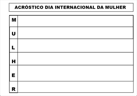 Acrostico Dia Da Mulher