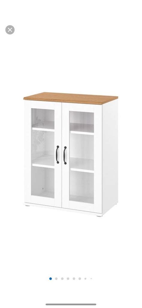 Skruvby Cabinet With Glass Doors White 70x90 Ikea Display Cabinet Furniture And Home Living