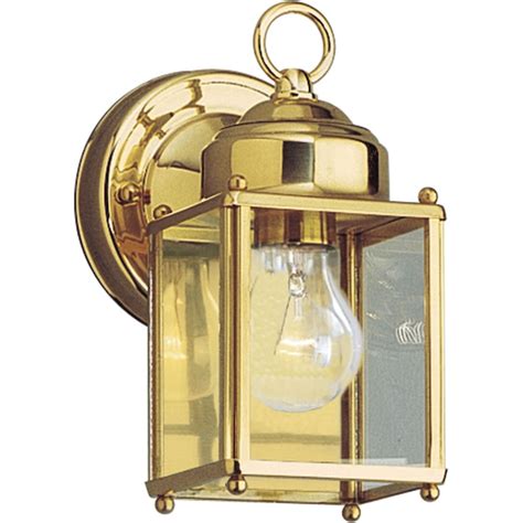 Progress Lighting 1 Light 8 In Polished Brass Outdoor Wall Light At