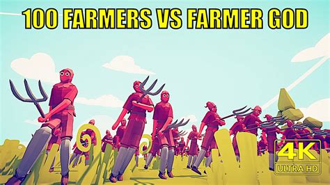 100 FARMER UNITS Vs 1 FARMER GOD 4K Totally Accurate Battle