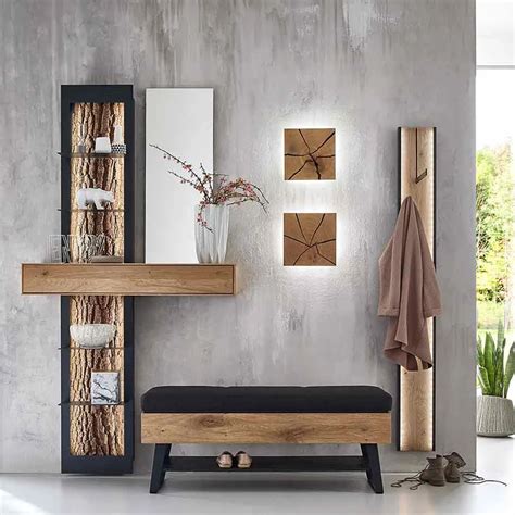 Hartmann Runa Garderobe Kombination 100 Massivholz Kerneiche Natur Mit Applikation Rinde