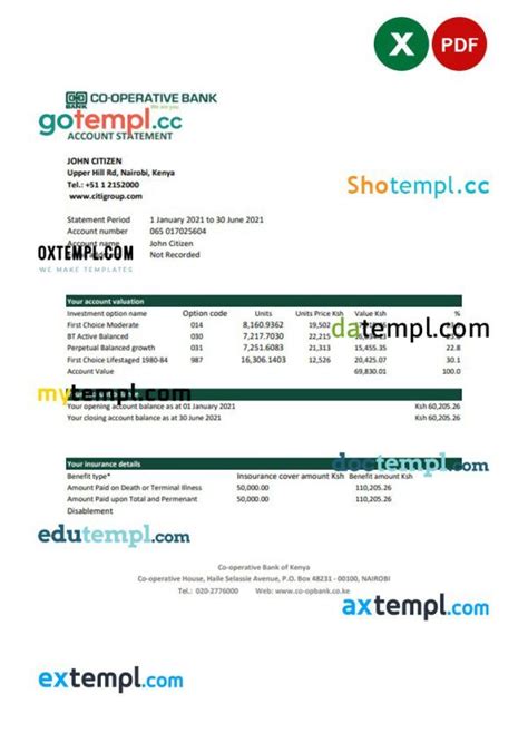 Kenya Co Operative Bank Of Kenya Banking Statement Easy To Fill