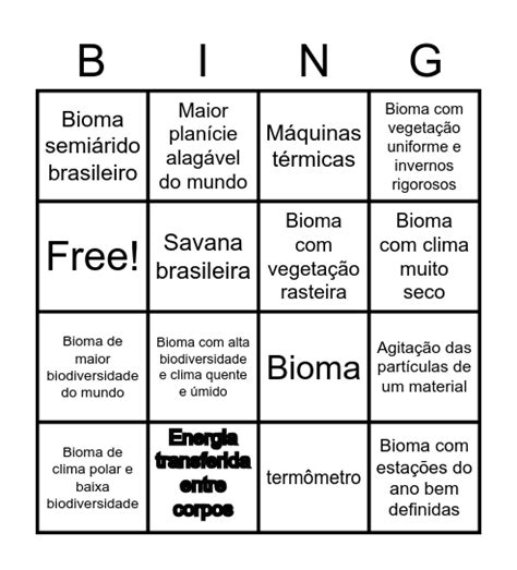 Bingo Sobre Biomas Brasileiros