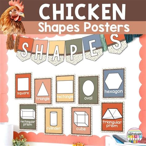 Printable Shapes Poster Charts Farmhouse Chicken Classroom Decor 2d And