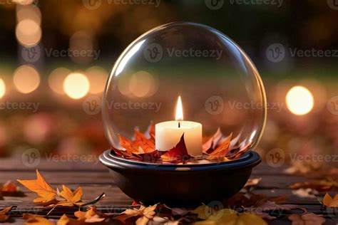 Photo of the candle and fall leaves wallpaper 29998582 Stock Photo at ...