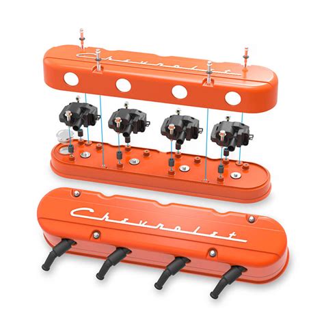 Chevrolet Holley Chevrolet Script Ls Valve Covers Factory Orange