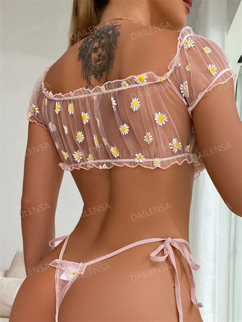 Shop Our Sexy Womens Lingerie Transparent Sheer Embroidery Flower Mesh Lace Piece Underwear
