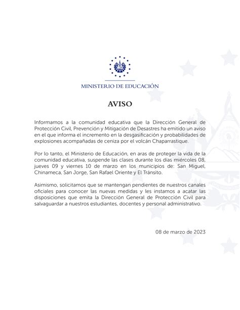 Suspenden clases en cinco municipios de San Miguel por actividad