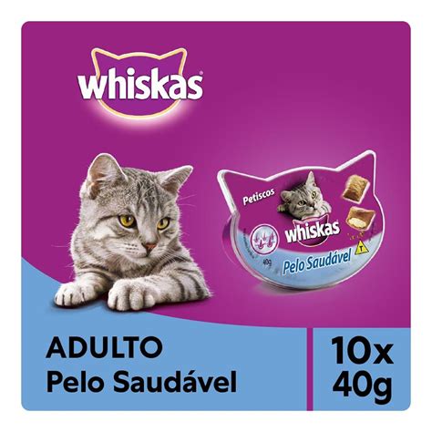 Kit Petisco Whiskas Temptations Pelo Saud Vel Para Gatos Adultos X G