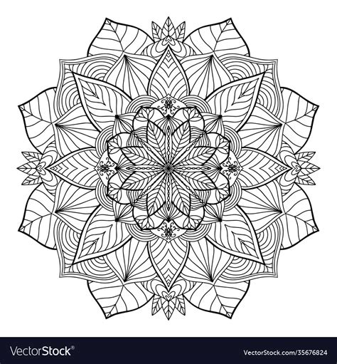 Coloring Page Zendal Design For Meditation Yoga Vector Image