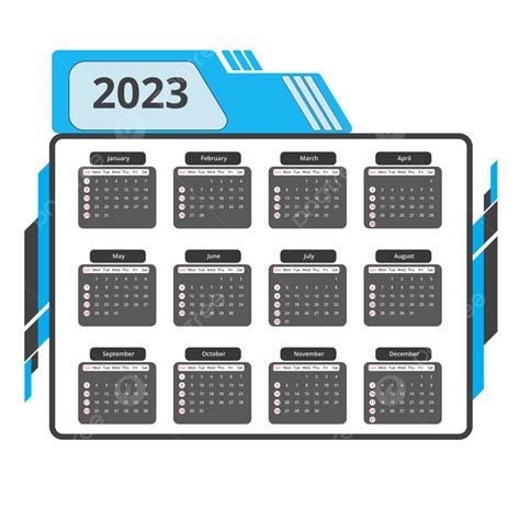 Gambar Kalender Gaya Modern 2023 Dengan Warna Biru Kalender 2023 Kalender Kalender Transparan