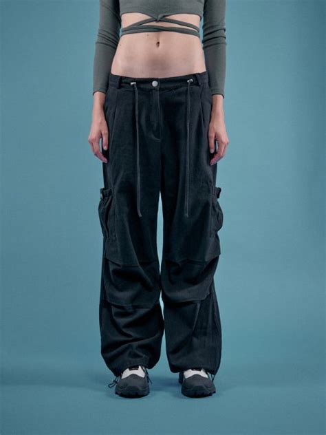 Musinsa Some Place Cotton Wide Parachute String Cargo Pants Black