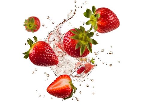 Premium Photo Strawberries Falling Into A Water Splash