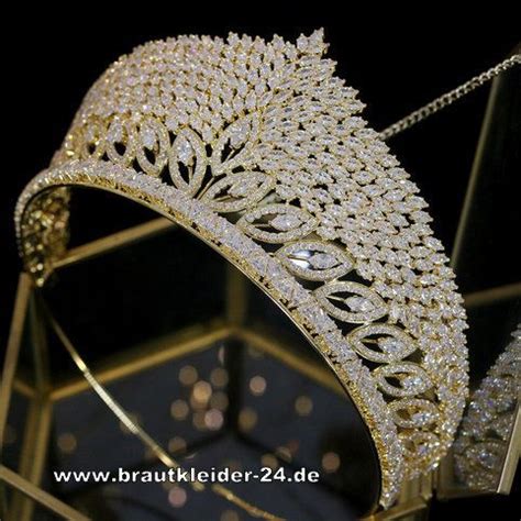 Braut Krone Tiara Diadem Luxus Gold Braut Krone Diadem Amalia