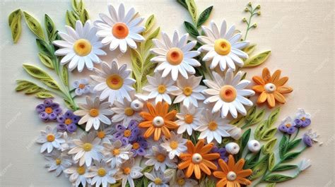 Premium AI Image | A close up of a flower arrangement with white daisies