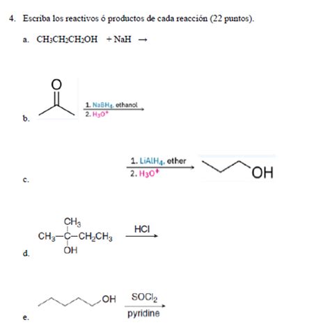 Solved Escriba Los Reactivos Productos De Cada Reacci N Chegg