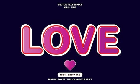 Premium Vector Love Words Editable 3d Text Effects Template Stylish Font Vector Illustration