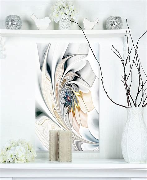 Design Art Designart White Stained Glass Floral Art Large Floral Wall