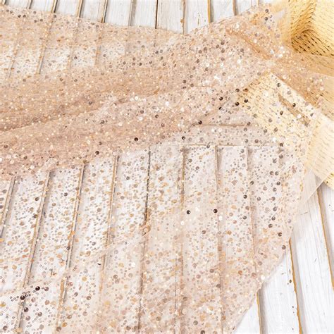 Sand Nude Beading Dressmaking Mesh Fabric By The Yard OneYard