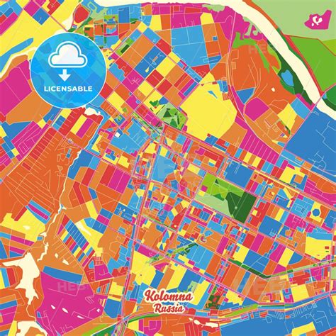 kolomna moscow oblast russia crazy colorful street map poster template hebstreits