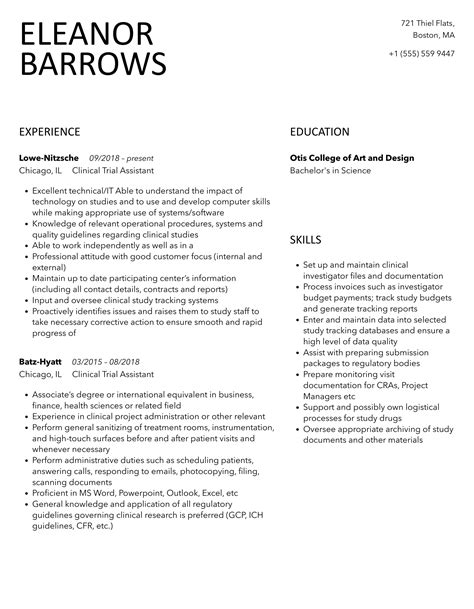 Clinical Trial Assistant Resume Samples Velvet Jobs