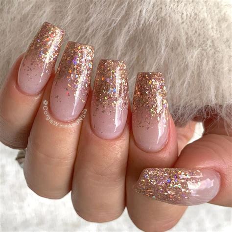 Ombre Gold Glitter Nails