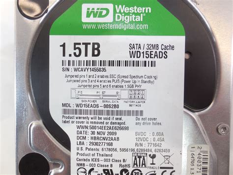 Жесткий диск 3.5 HDD SATA 1.5Tb WD