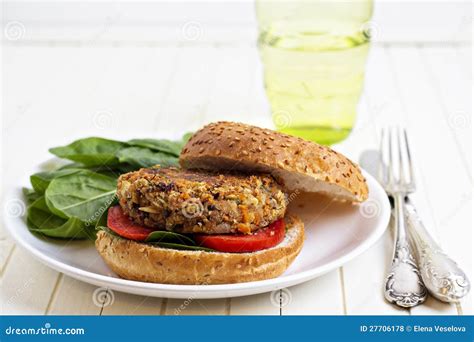 Vegan Burger With Spinach Stock Photo Image Of Cooking 27706178