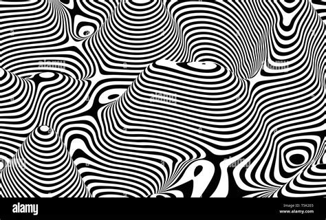 Optical illusion lines background. Abstract 3d black and white ...