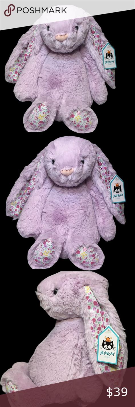 Jellycat Bashful Blossom Jasmine Bunny Medium Beanbag Plush Rabbit 12 New Nwt Purple Bunny