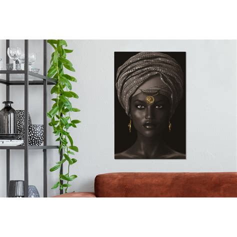 Muchowow Tableau Sur Toile Femme Africaine Or Decoration Murale