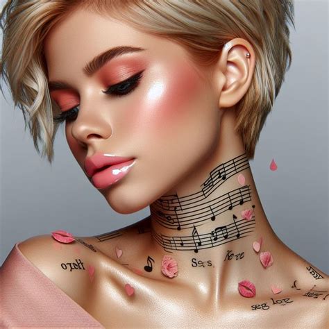 Blonde Pixie Cut Rose Glossy Nude Makeup Music En