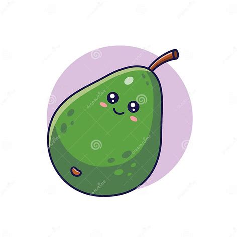 Cute Kawaii Avocado Character Vector Hand Drawn Cartoon Icon