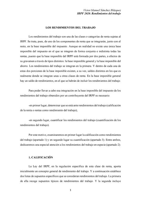 Teor A Irpf Rendimientos Del Trabajo Irpf