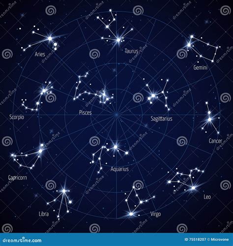 Vector Sky Star Map With Constellations Stars | CartoonDealer.com #75518207