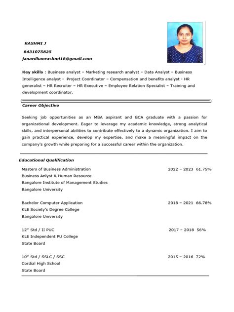 Profile Format Final Placements Pdf Master Of Business