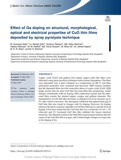 Effect Of Ga Doping On Structural Morphological Optical And