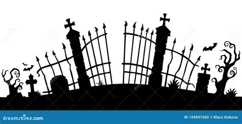 Cemetery Silhouette Vector | CartoonDealer.com #78187325