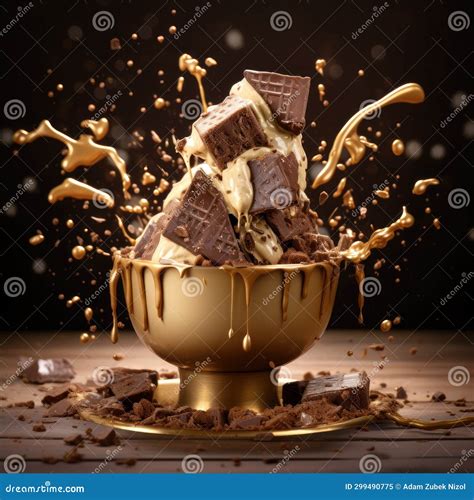 A Chocolate and Ice Cream in a Bowl Stock Image - Image of generated ...