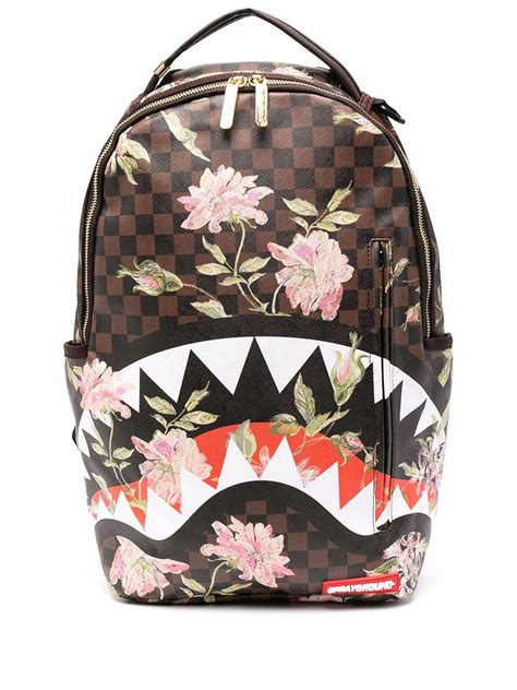 Sprayground Shark Teeth Print Zip Up Backpack In Brown For Men Lyst Canada