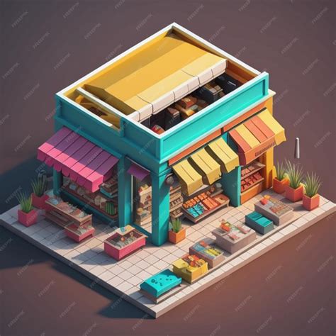 Premium Ai Image 3d Isometric Shop Building Created With Generative Ai